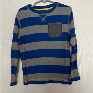 Striped Blue and Gray Kids Long Sleeve Tee